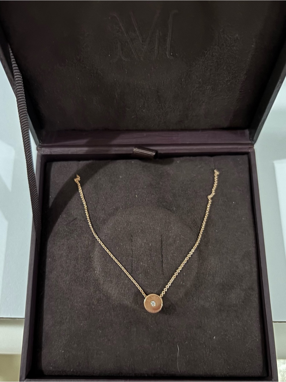 MONICA VINADER Gold Pendant  Linear Solo Diamond Necklace Adjustable 46cm/18' - Picture 5 of 6